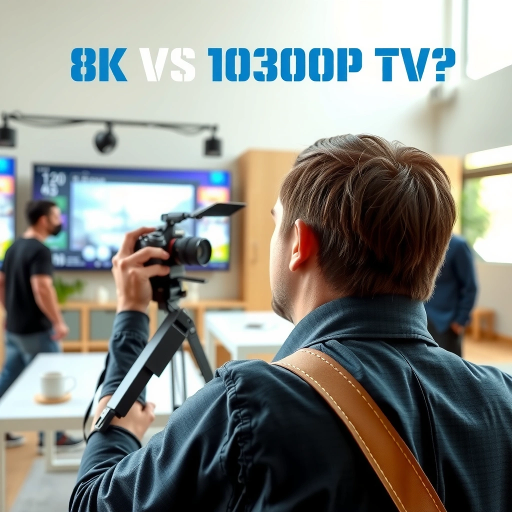 Comparison of 8K and 1080p TV resolution differences.