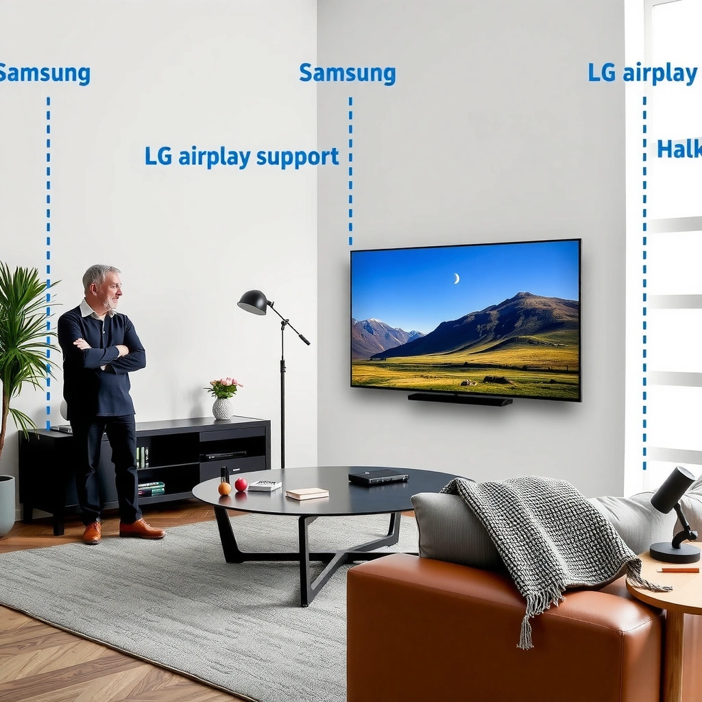 Chart comparing AirPlay support for Samsung and LG TVs.