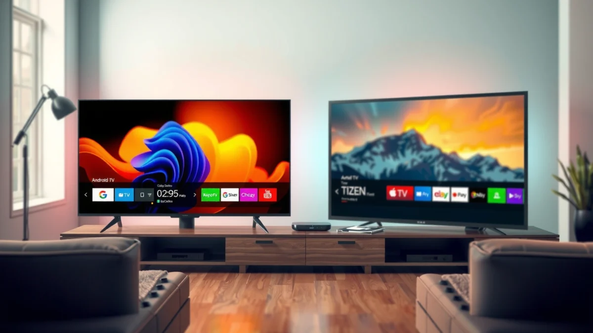 Comparison of Android TV and Tizen smart TV platforms highlighting key differences.