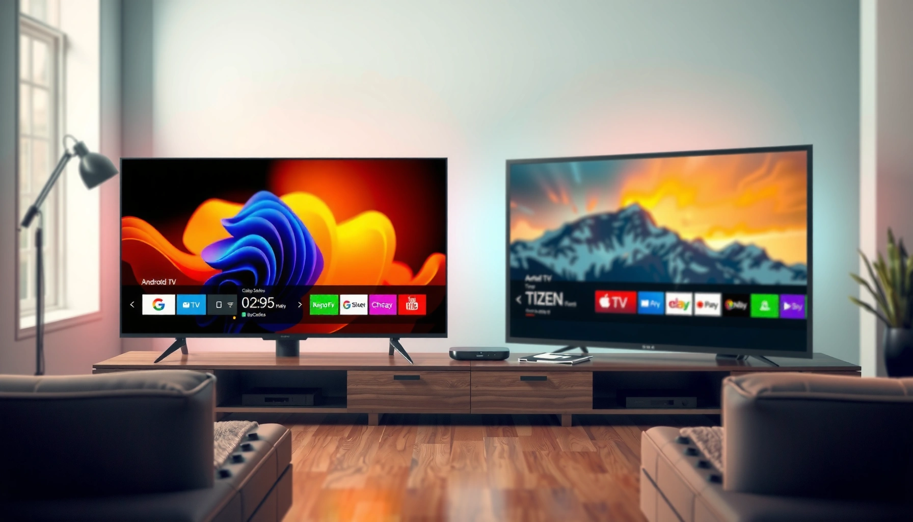 Comparison of Android TV and Tizen smart TV platforms highlighting key differences.