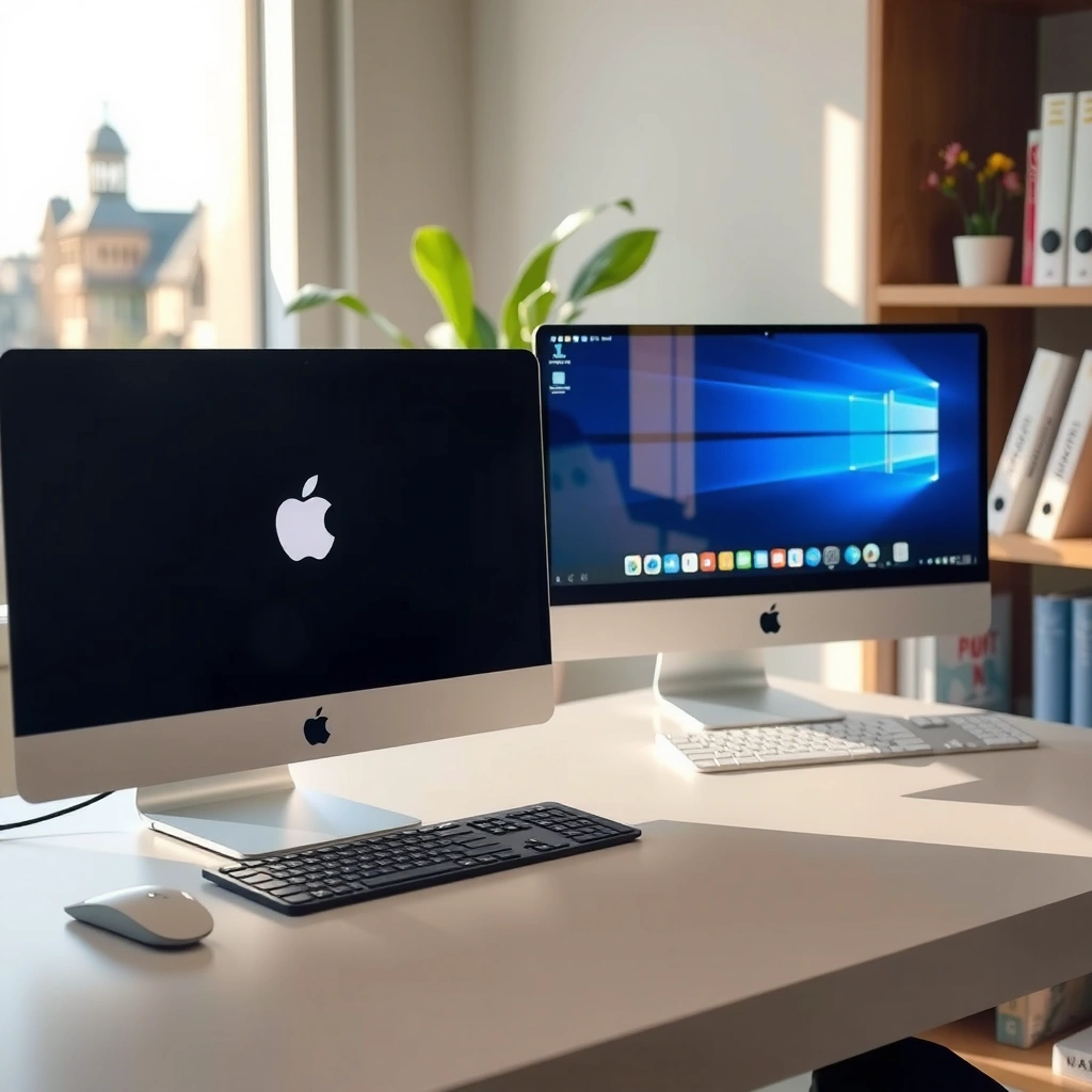 An Apple monitor showcasing its strengths and features for Mac users in a comparison with LG monitors.