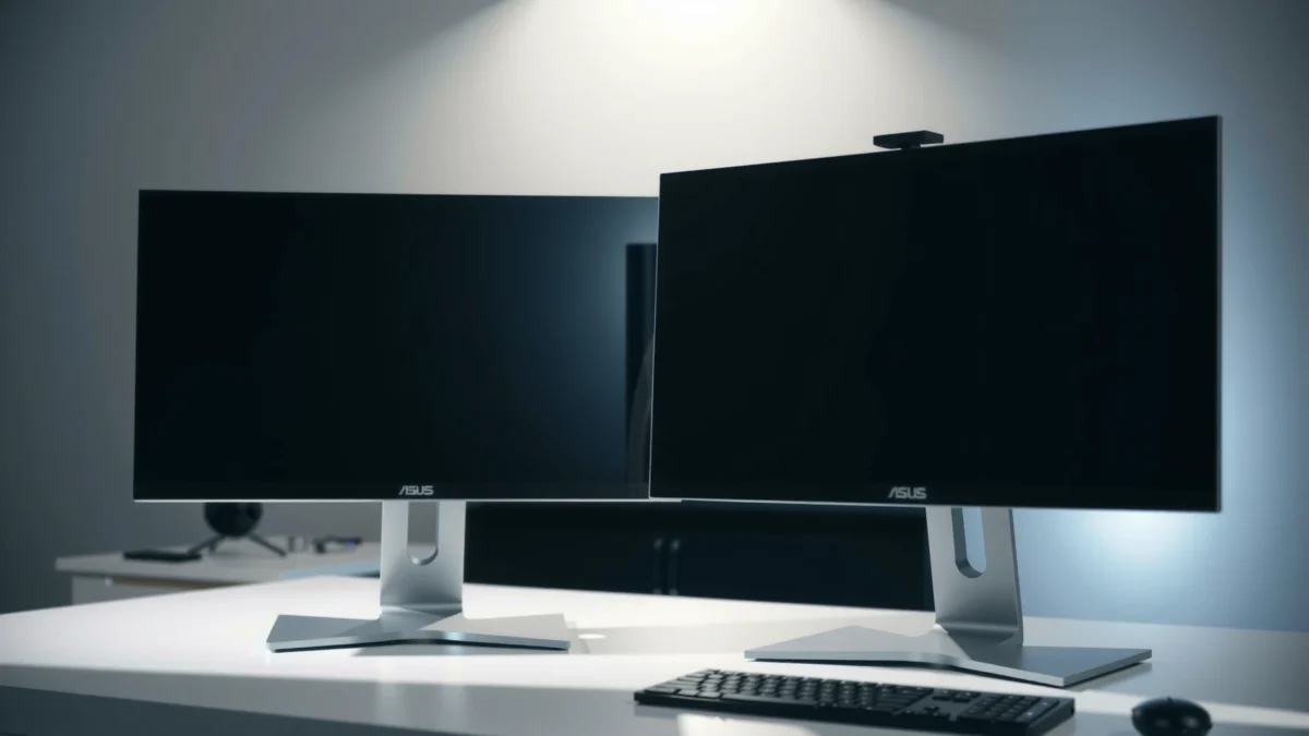Comparison of Apple and ASUS monitors showcasing design and features for potential buyers.