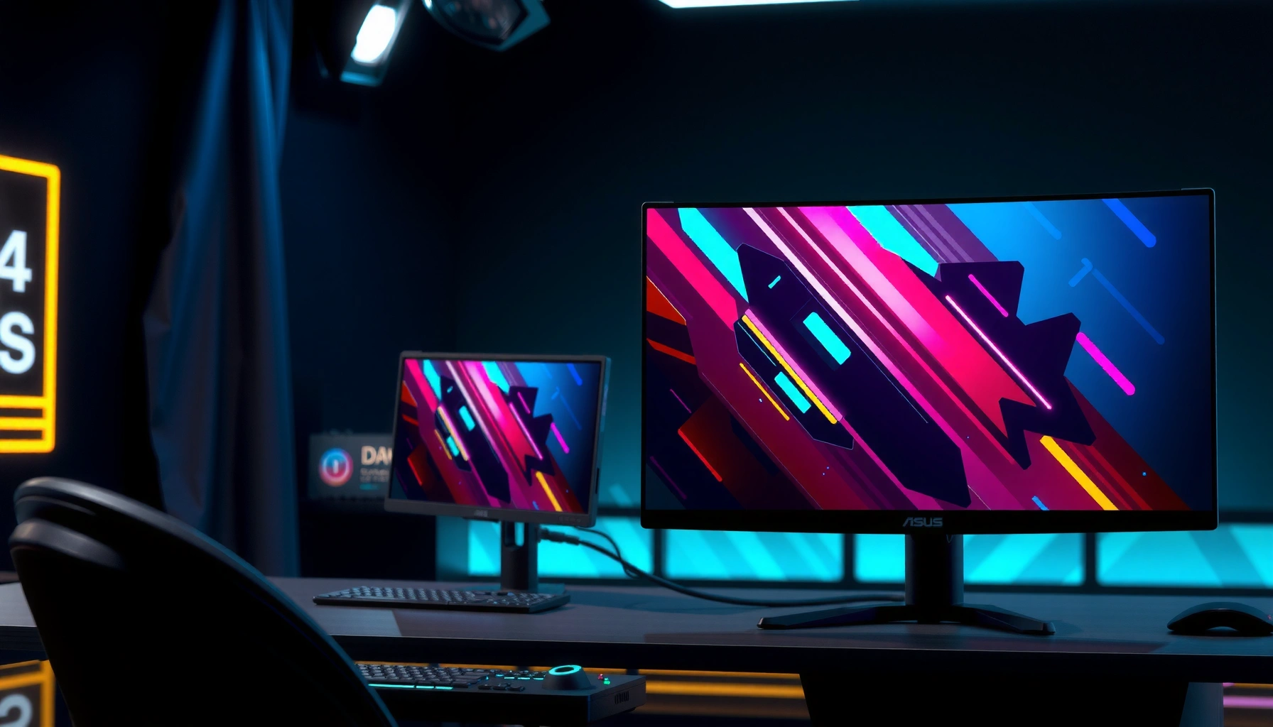 Comparison of ASUS PG48UQ and LG 48C4 OLED gaming displays side by side.