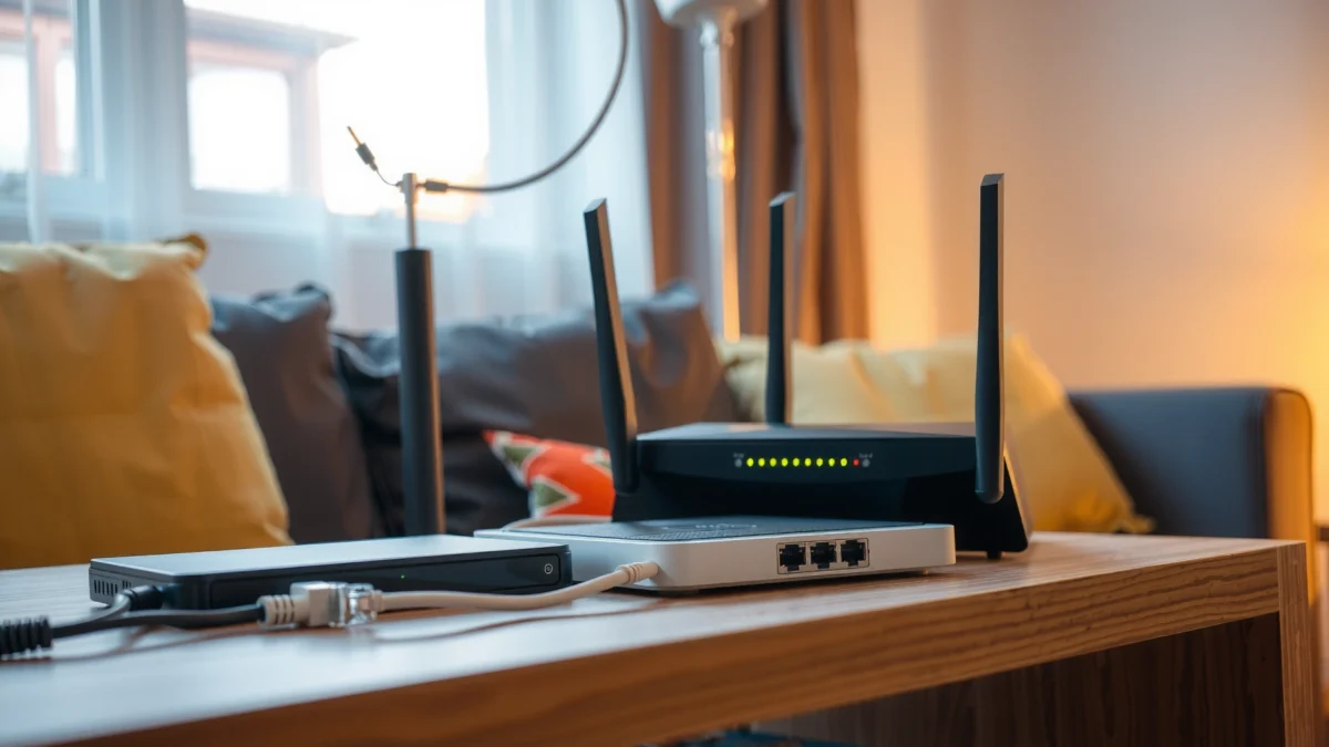 Cover image for the Complete Beginner's Guide to Home Routers and Modems, featuring essential networking equipment.