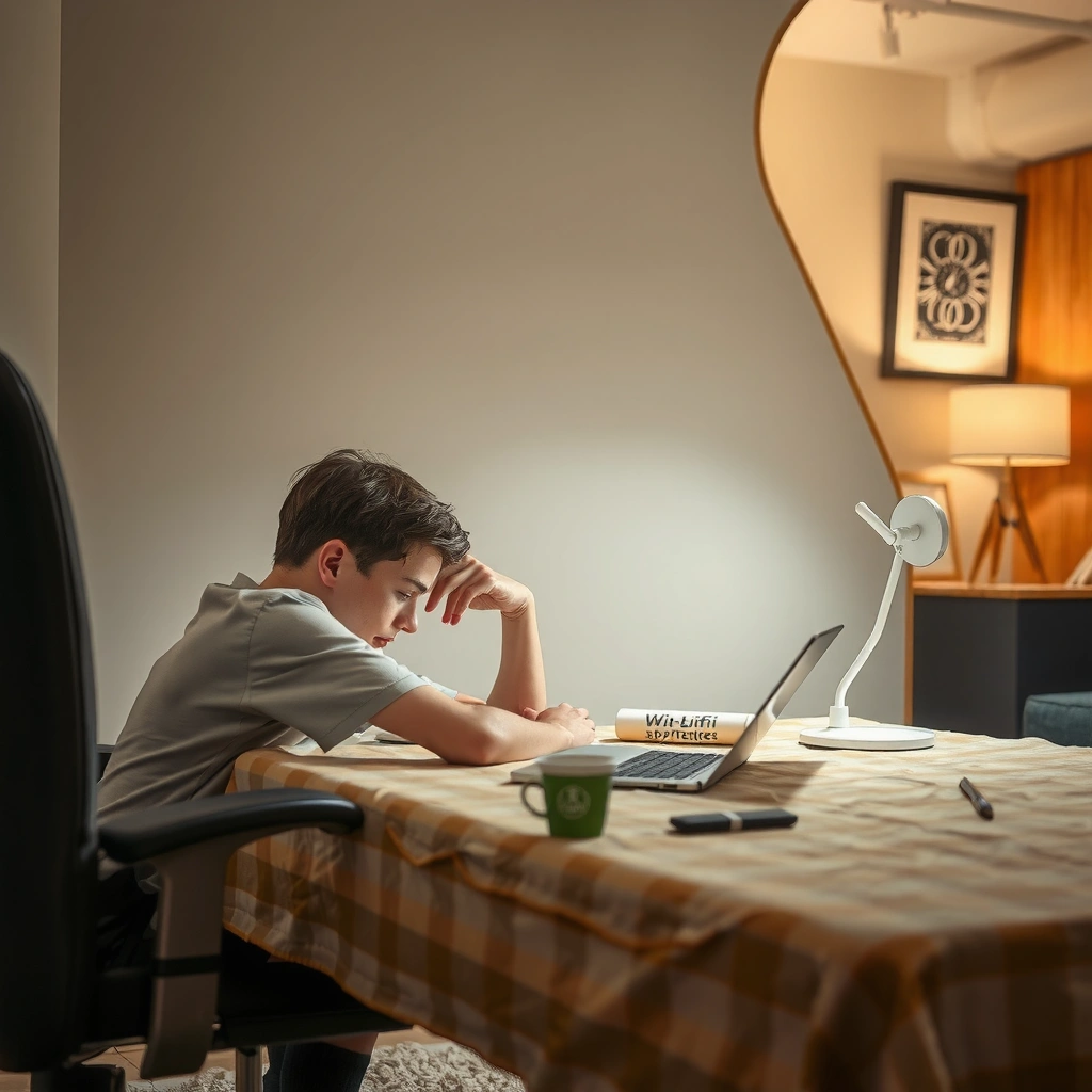 A person checking router settings for Wi-Fi scheduling features to turn off Wi-Fi at night.