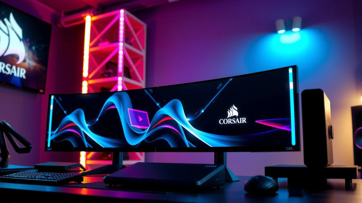 Comparison of Corsair Xeneon Flex and Samsung OLED G9 ultrawide monitors side by side