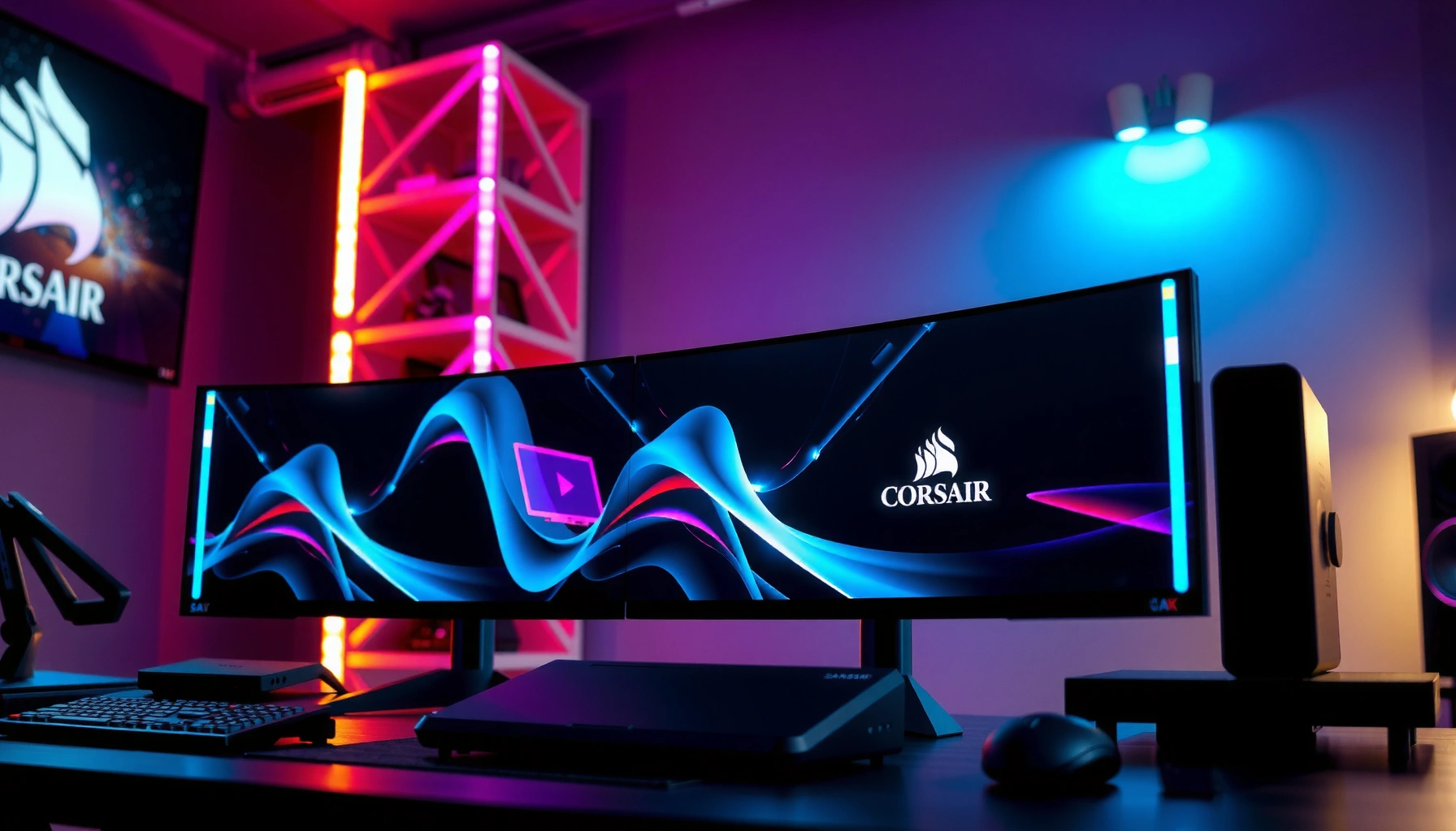 Comparison of Corsair Xeneon Flex and Samsung OLED G9 ultrawide monitors side by side