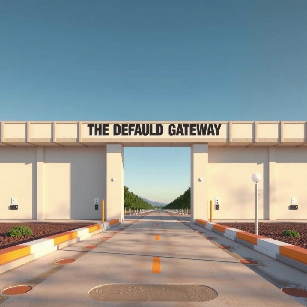 Diagram illustrating the basic definition of a default gateway in networking.