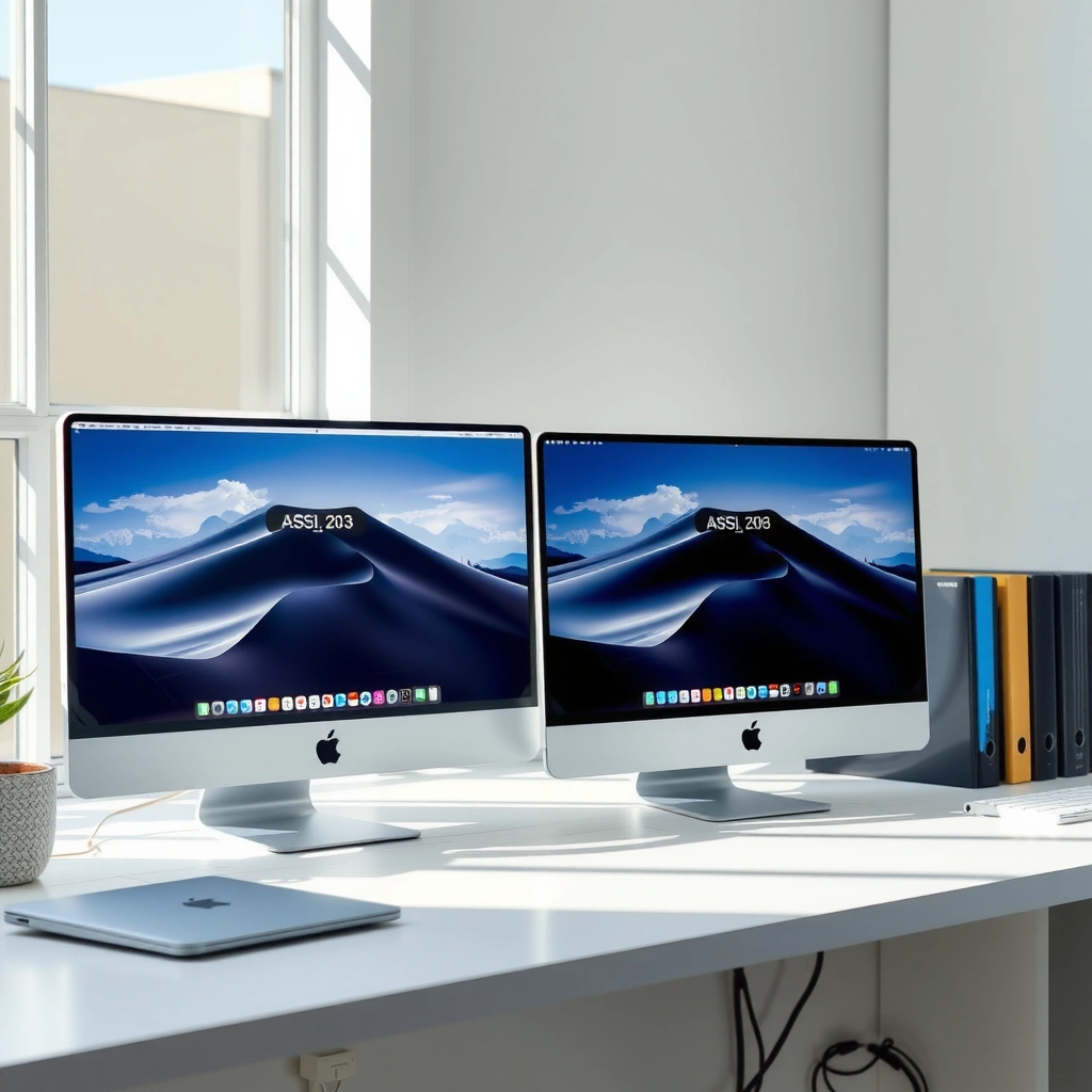 Comparison of display quality and color accuracy between Apple and ASUS monitors.