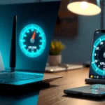 Comparison of download speed and upload speed for internet performance analysis
