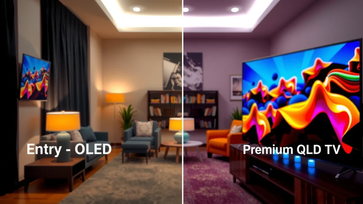 Comparison of entry-level OLED and premium QLED TVs for buyers considering their options.