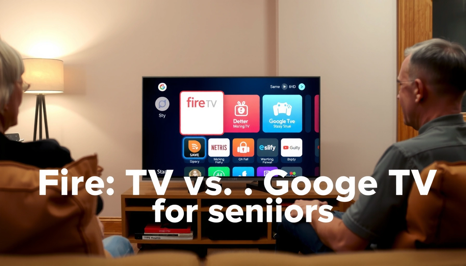 Comparison of Fire TV and Google TV interfaces for seniors looking for easy streaming options.