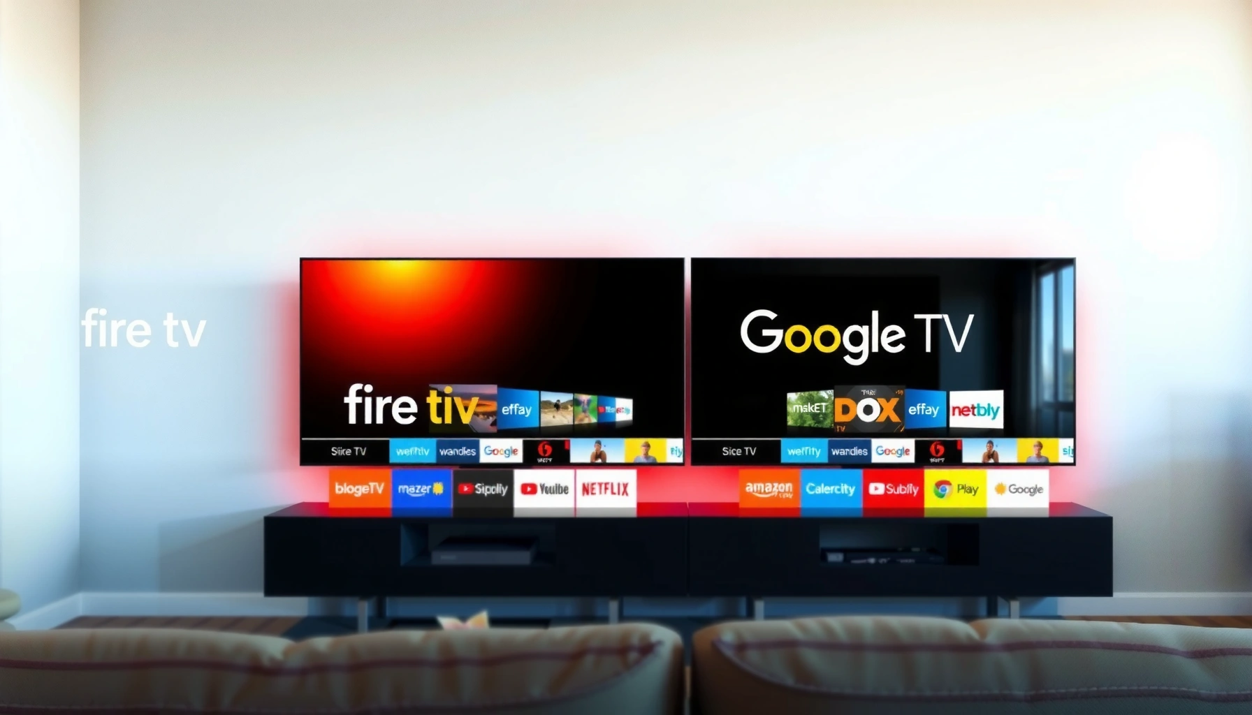 Comparison of Fire TV and Google TV interfaces highlighting key differences for users