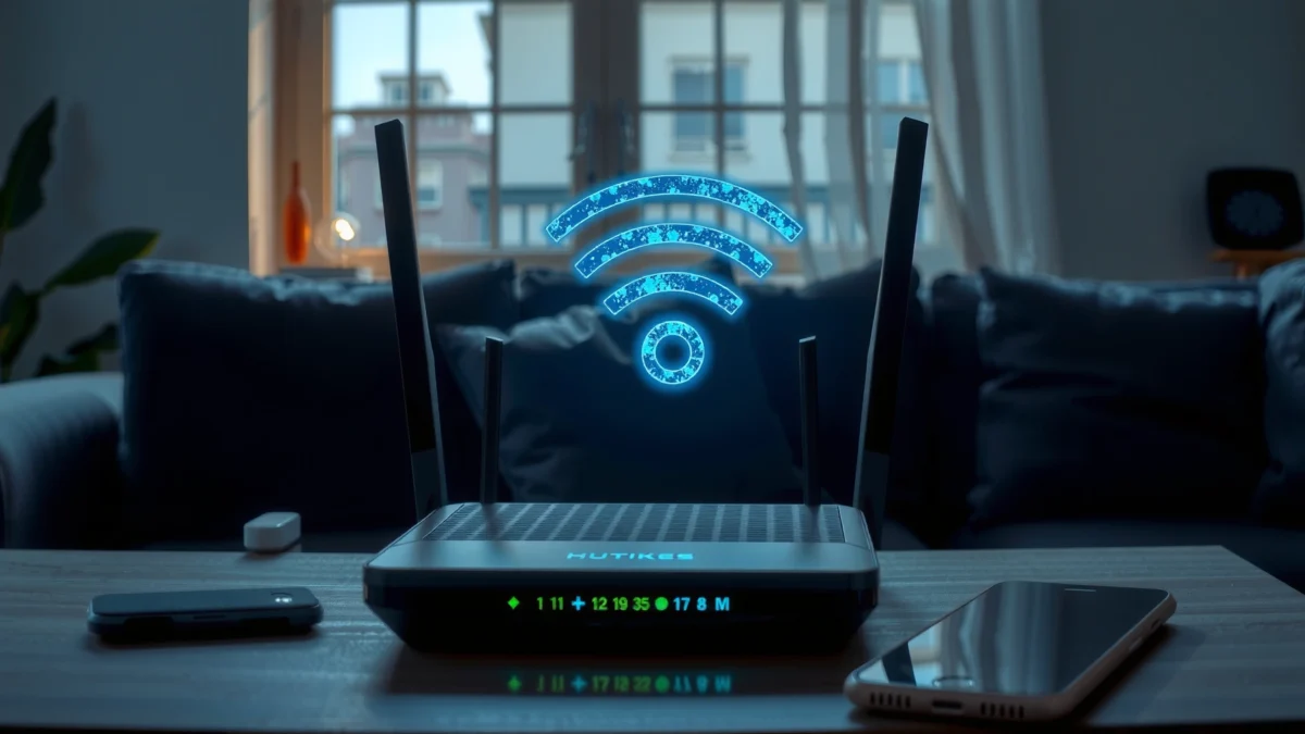 A person adjusting a router to fix Wi-Fi interference with quick steps.