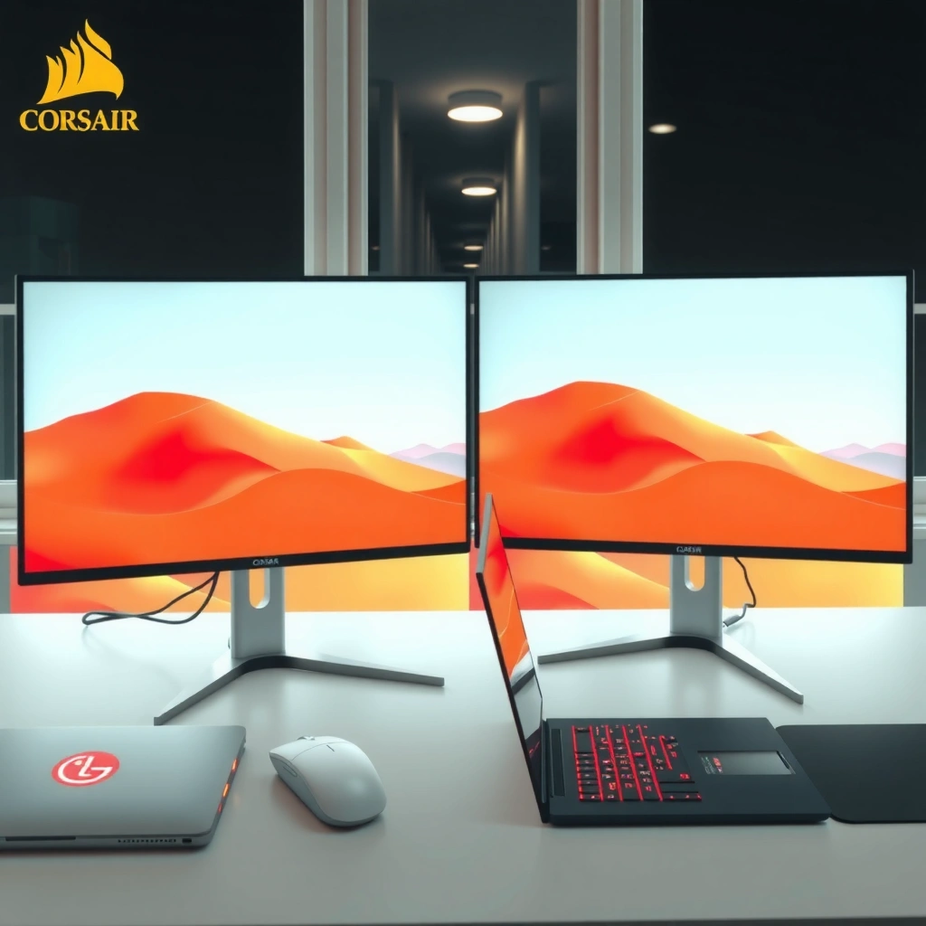 Comparison of refresh rate and response time for Corsair and LG monitors in gaming performance.