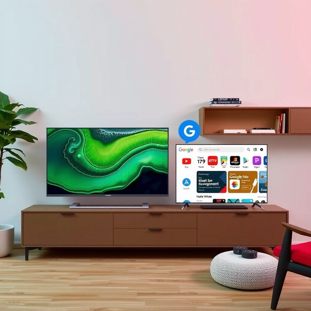 Screenshot of Google TV interface showcasing layout, navigation, and search features.