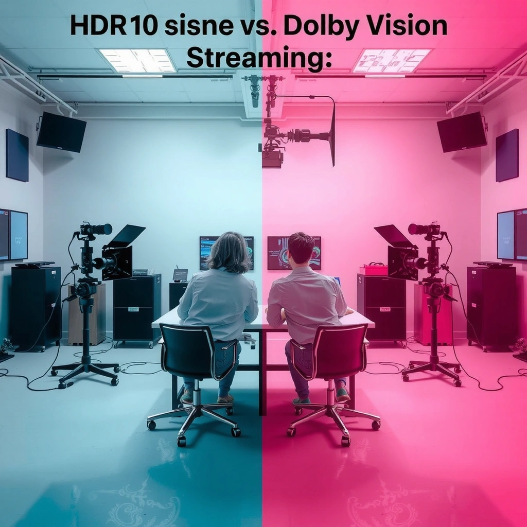 A visual comparison of HDR10 and Dolby Vision highlighting their core differences in streaming quality.