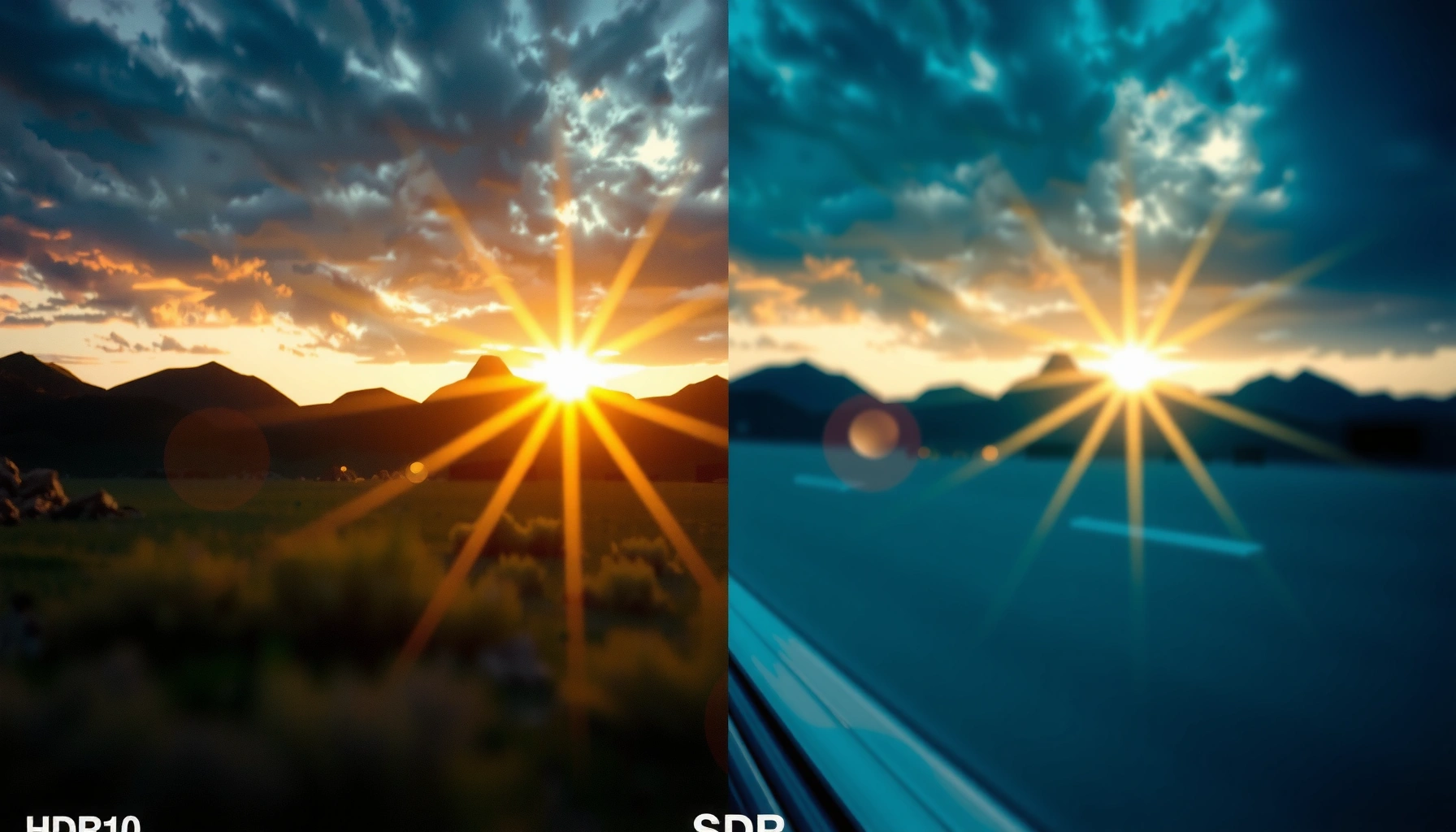 Visual comparison of HDR10 and SDR technologies highlighting key differences.