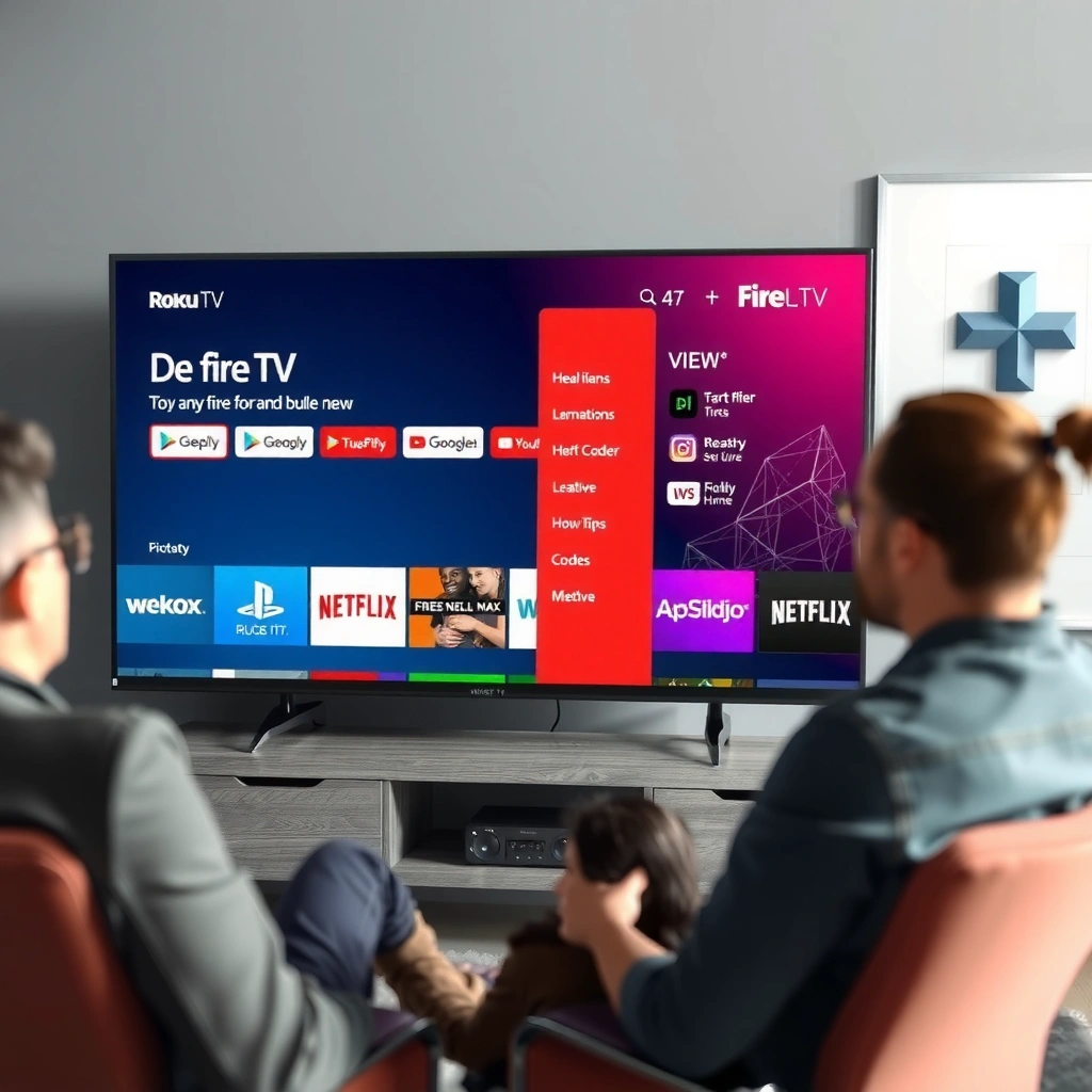 Comparison of Roku and Fire TV home screen layouts and navigation features.