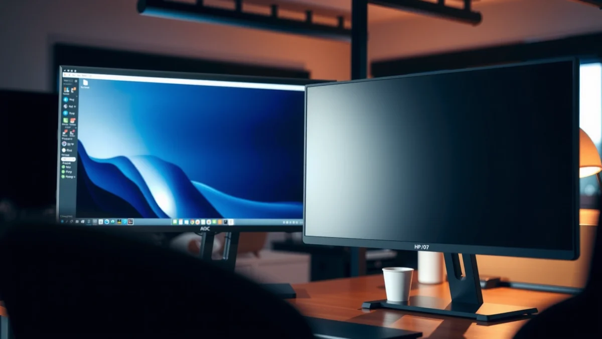 Comparison of HP and AOC monitors highlighting features for choosing the best option.