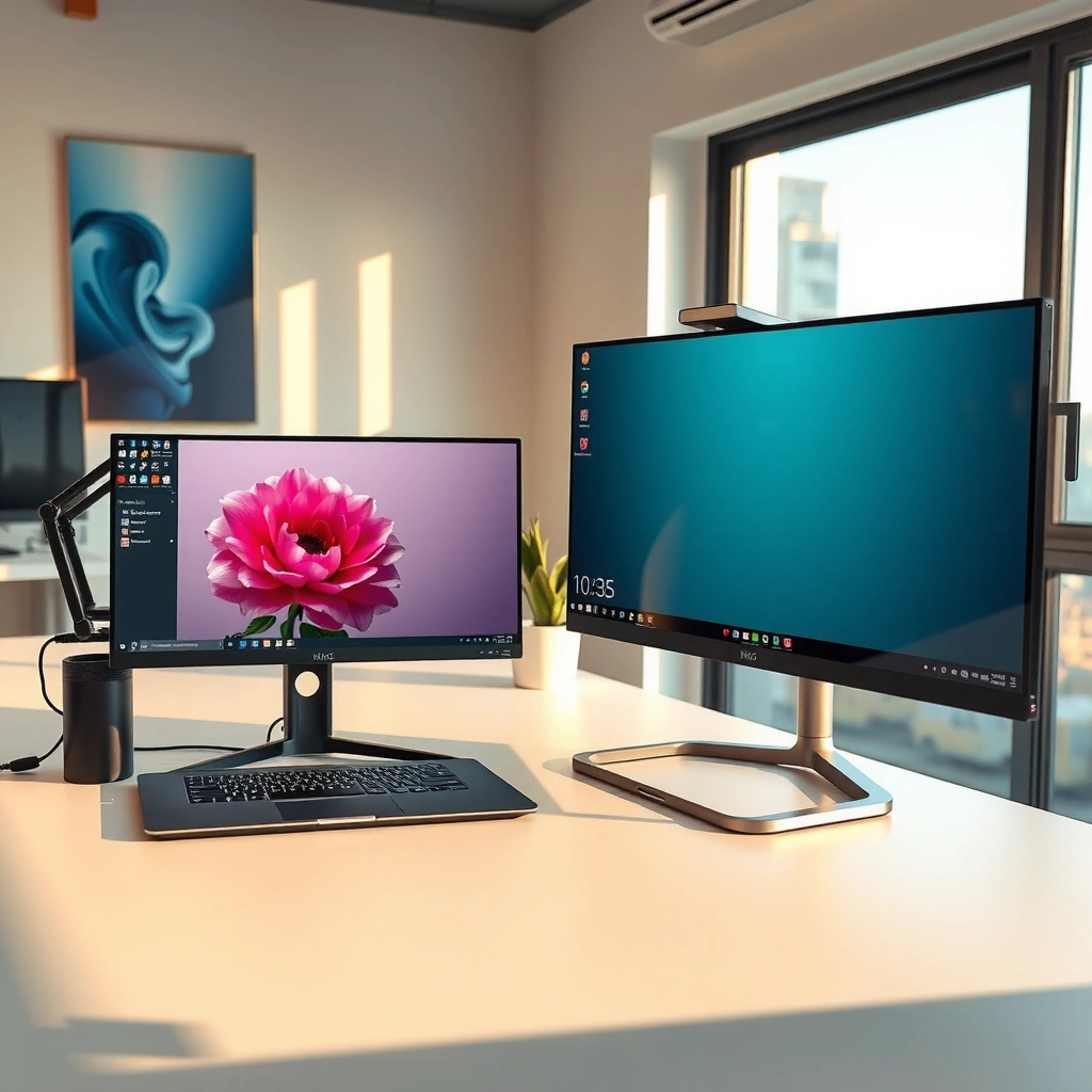 Comparison of picture quality and color performance between Huawei and LG monitors.