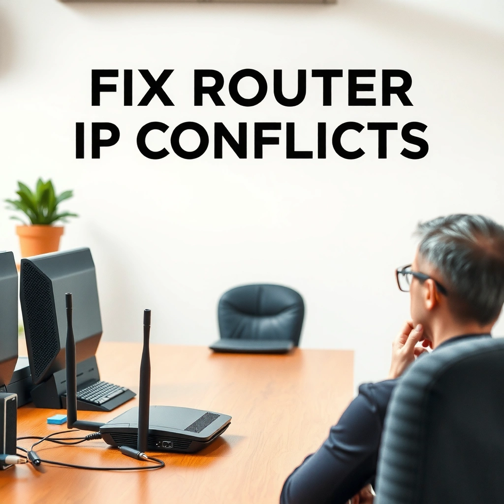 An overview image illustrating router IP conflicts and their solutions in network settings.