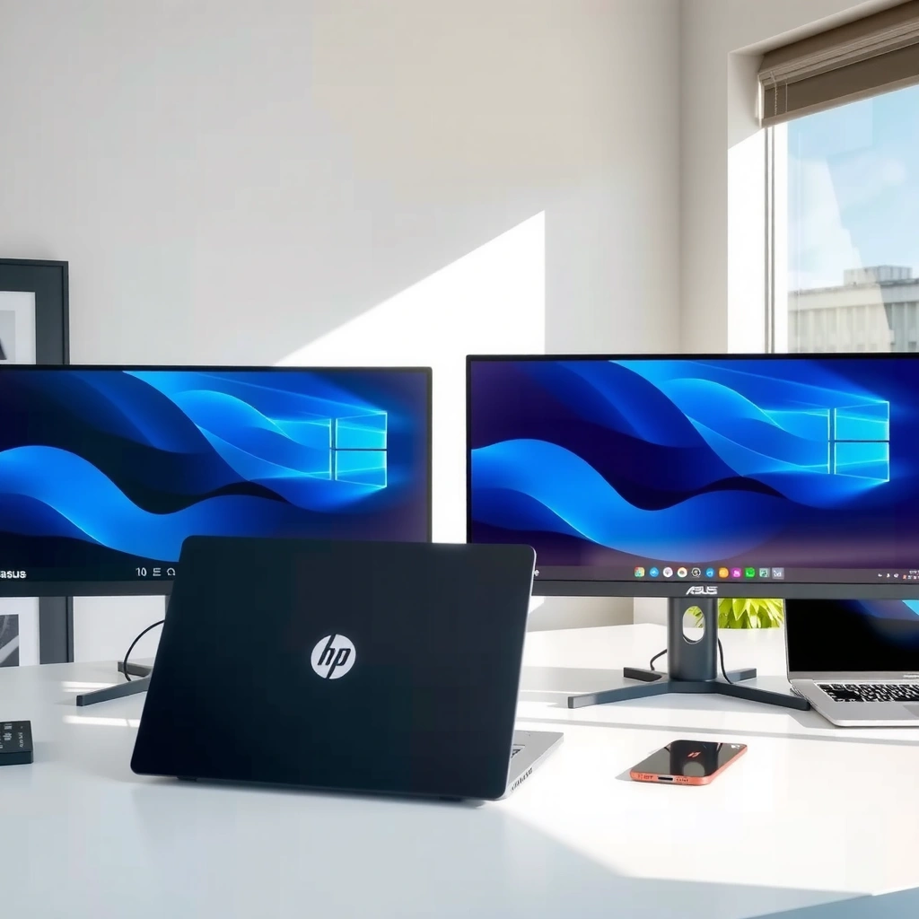 Comparison of display quality between ASUS and HP monitors highlighting key differences.
