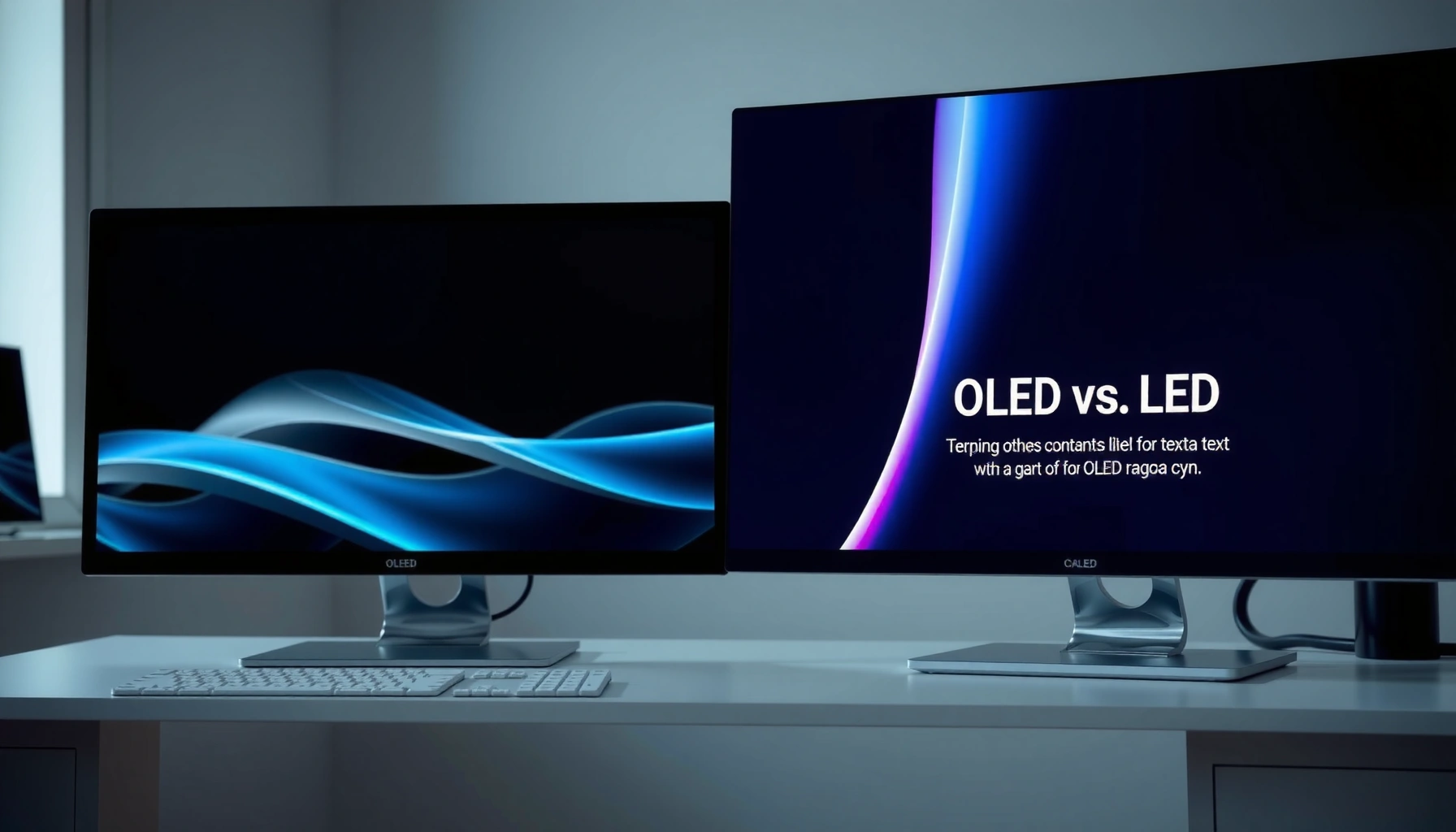 Comparison of LED and OLED monitors highlighting key differences in display technology.