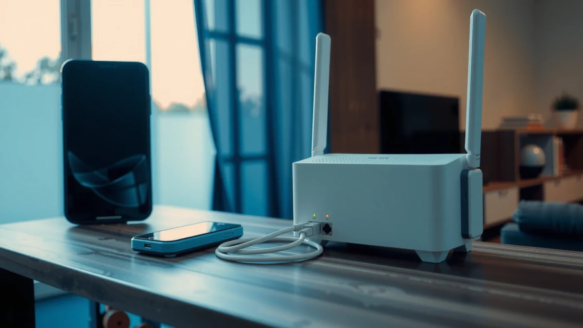 Illustration showing the relationship between a modem and a router for internet connectivity.