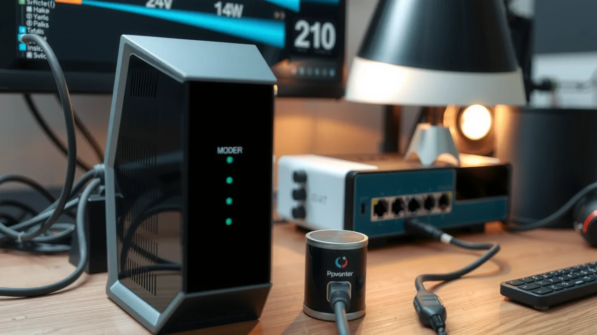 Visual comparison of a modem and a network switch, highlighting key differences and usage scenarios.