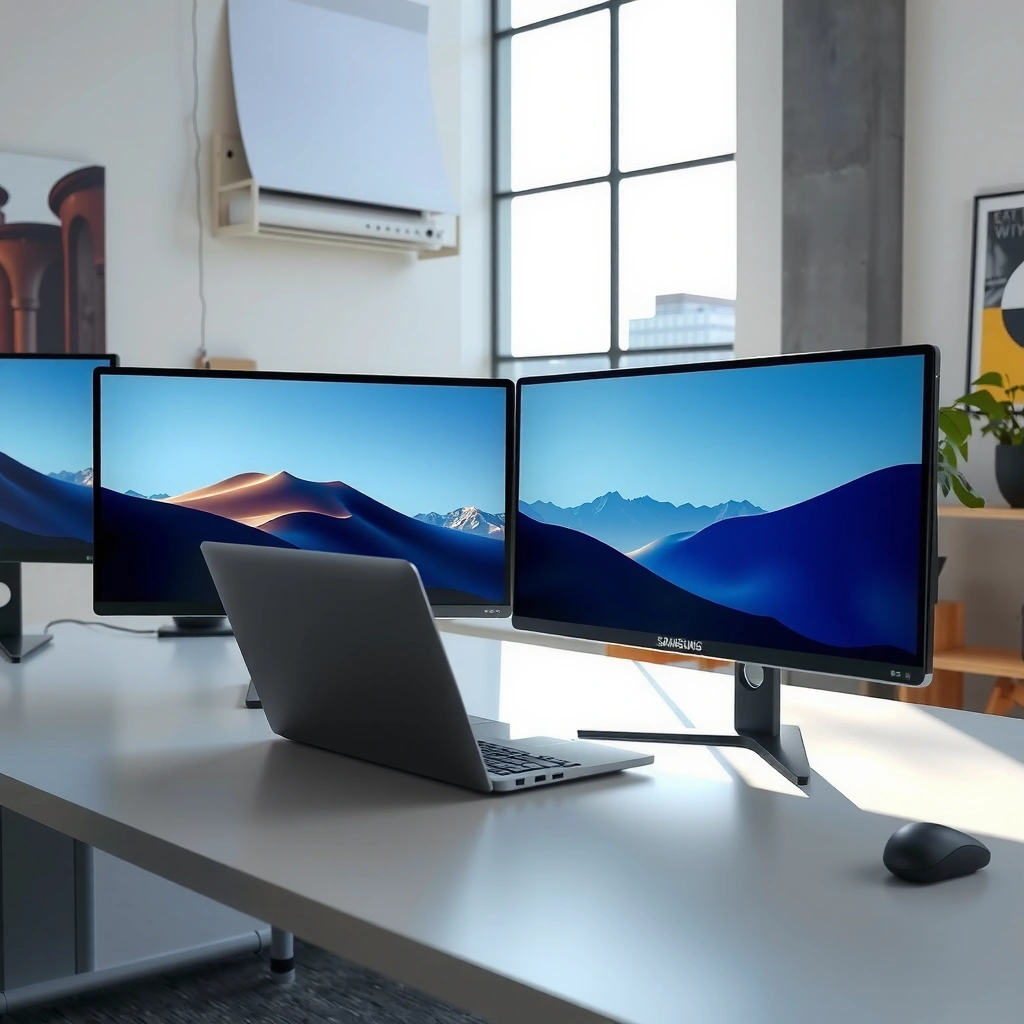 Comparison of Samsung and Lenovo monitors showcasing color, contrast, and HDR features.