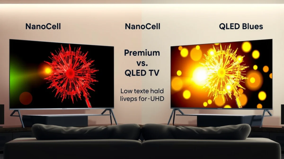 Comparison of NanoCell and QLED TV technologies highlighting their features and differences.