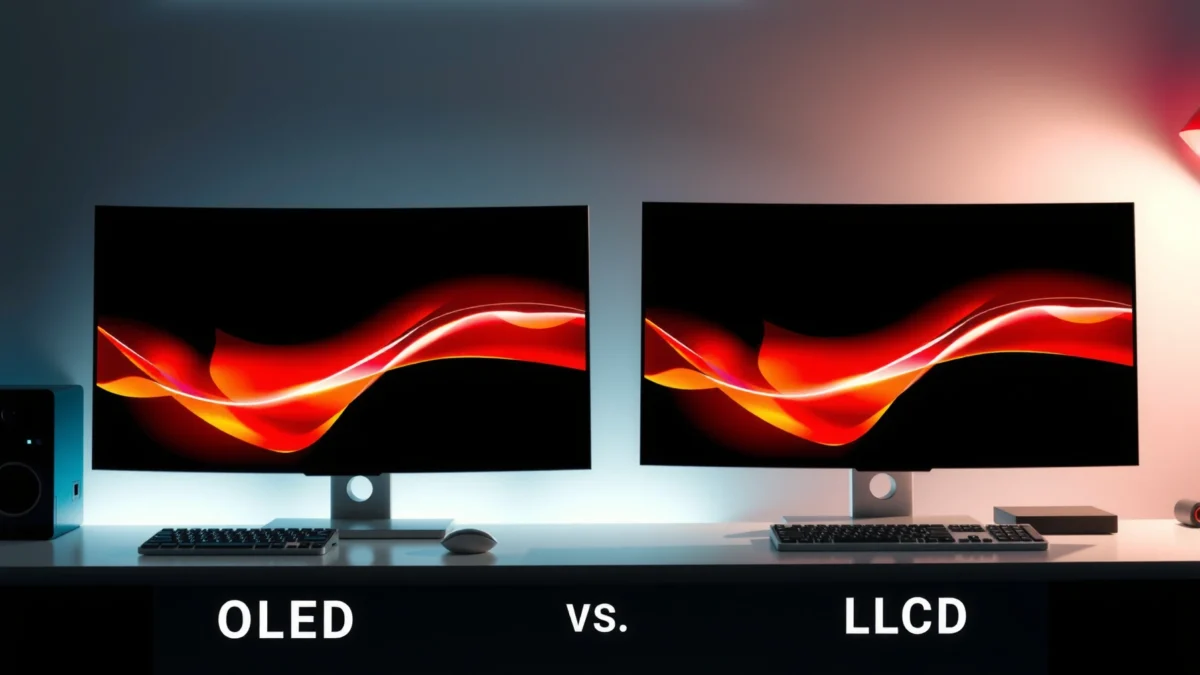Comparison of OLED and LCD monitors highlighting key differences and features.