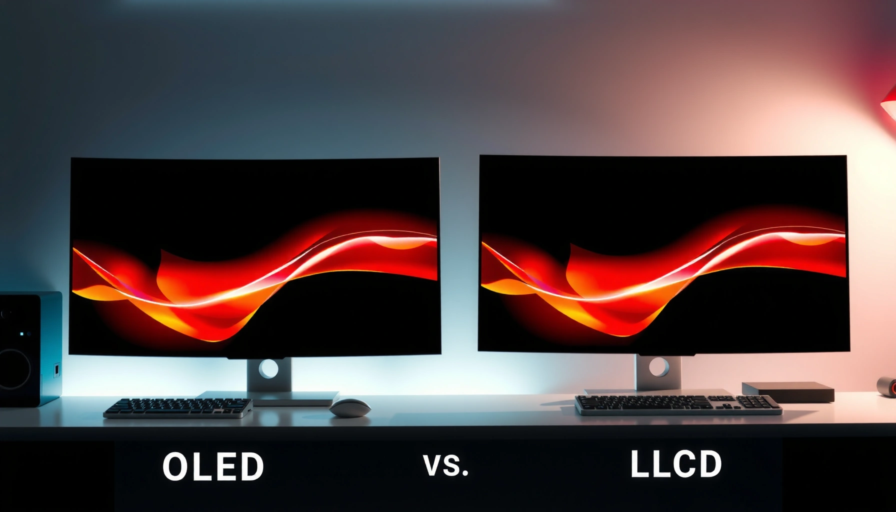 Comparison of OLED and LCD monitors highlighting key differences and features.