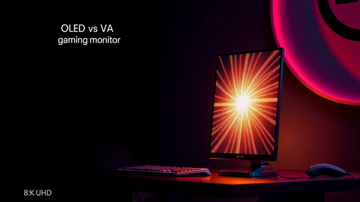 Comparison of OLED and VA displays for gaming performance and visuals.