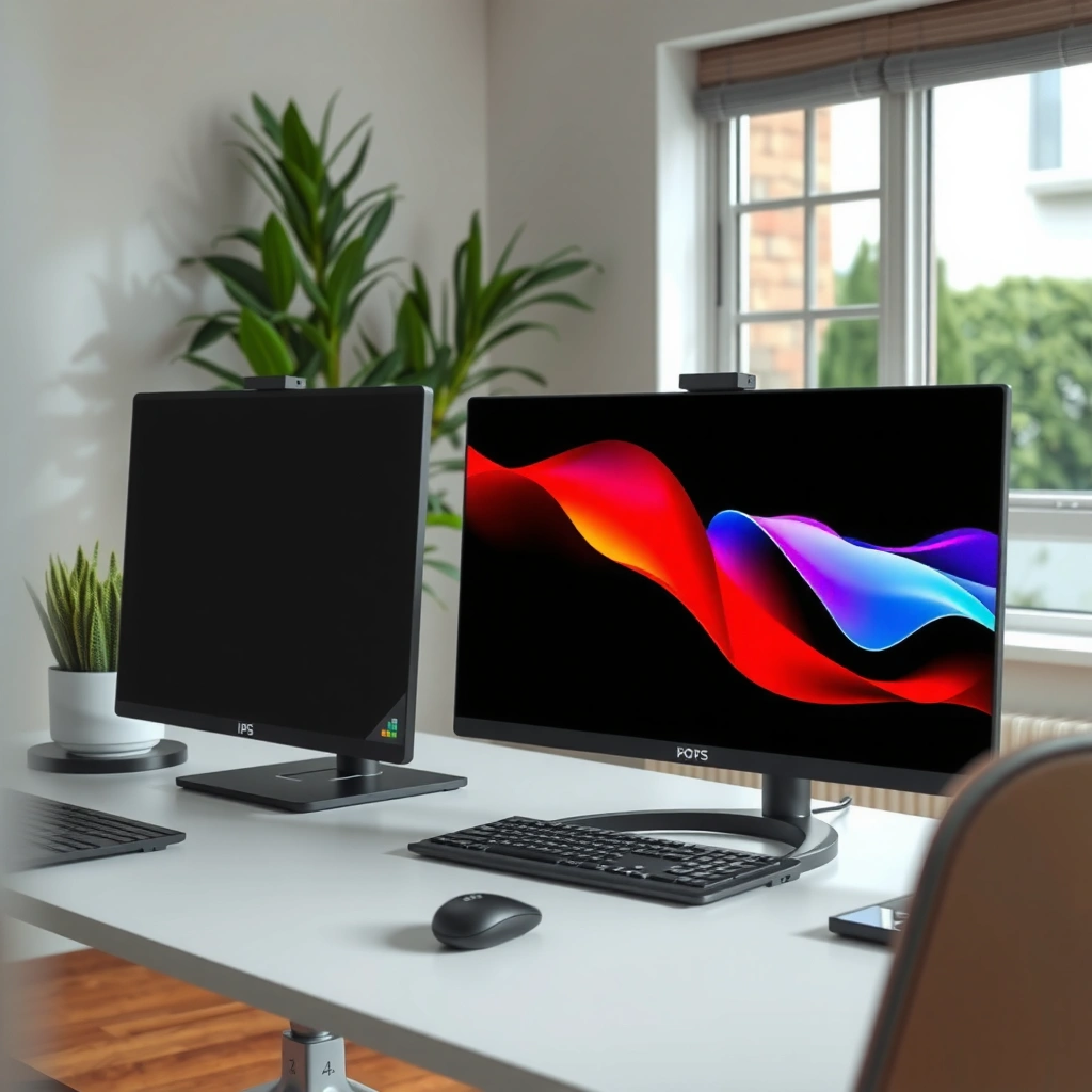 Comparison of picture quality in IPS and OLED monitors highlighting contrast, blacks, and color accuracy.