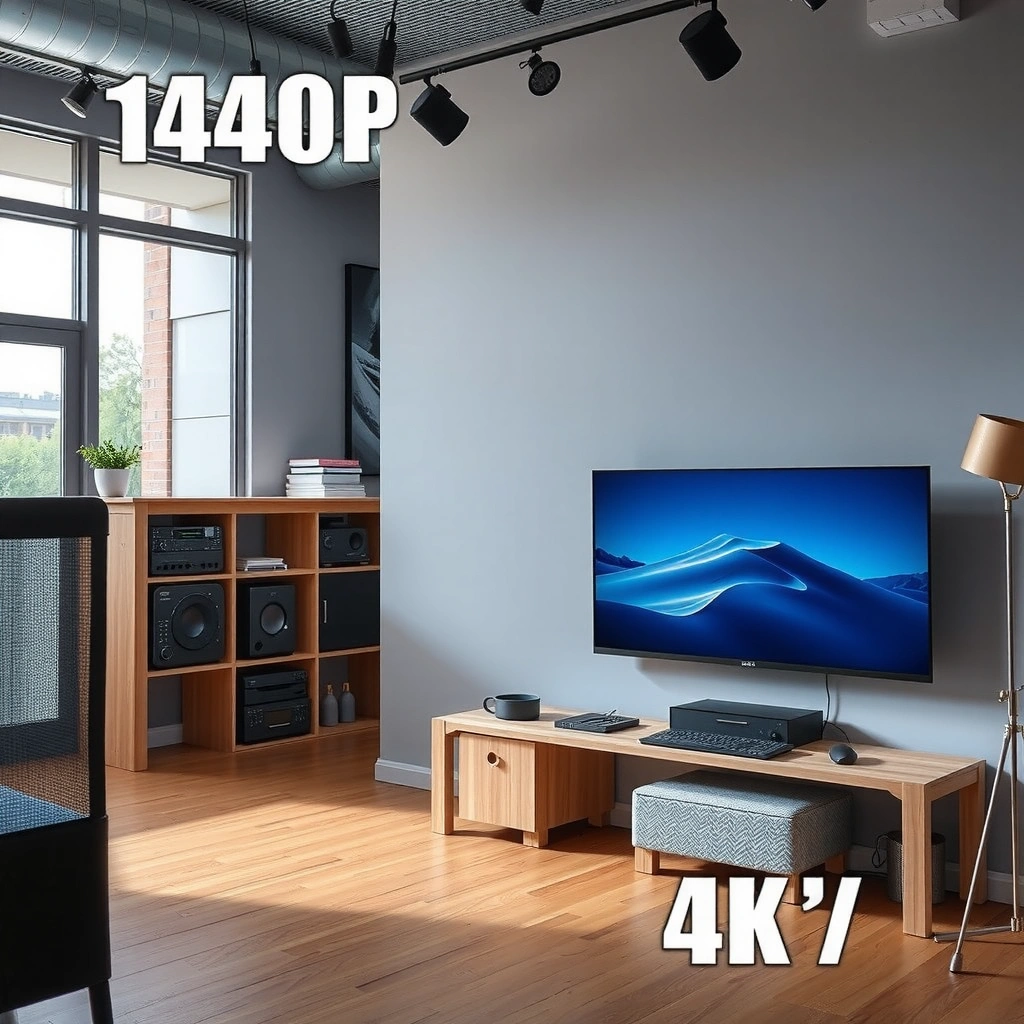 Comparison of pixel density for 1440p and 4K resolutions at 27 inches, illustrating sharpness differences.