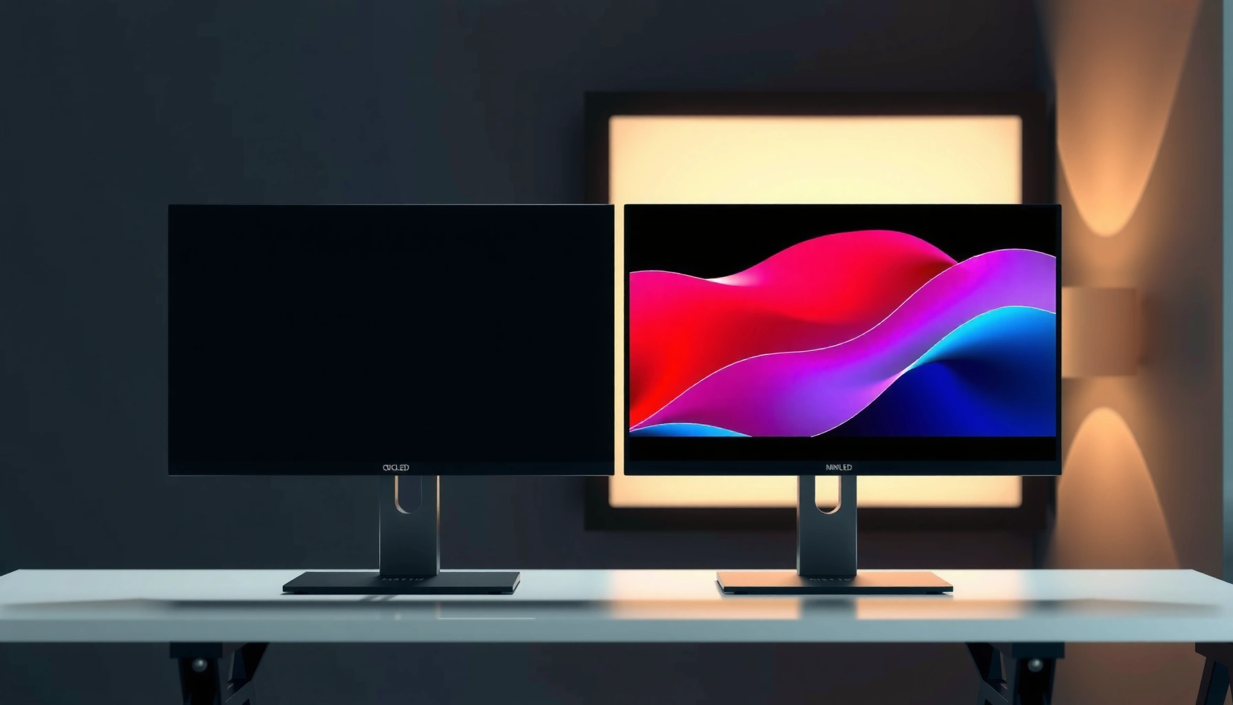 Comparison of QD-OLED and Mini-LED monitors showcasing their key differences and features.