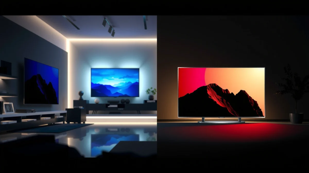 Side-by-side comparison of QLED and Plasma TVs highlighting key differences in technology and features.