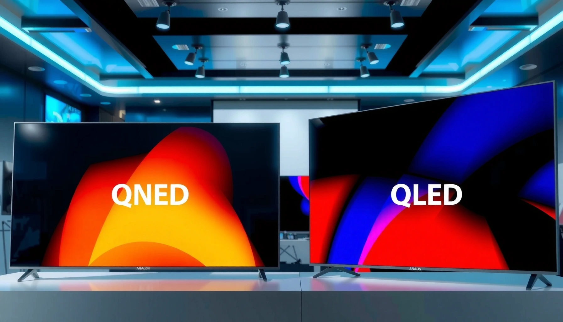 Visual comparison of QNED and QLED TVs highlighting their key differences and similarities.