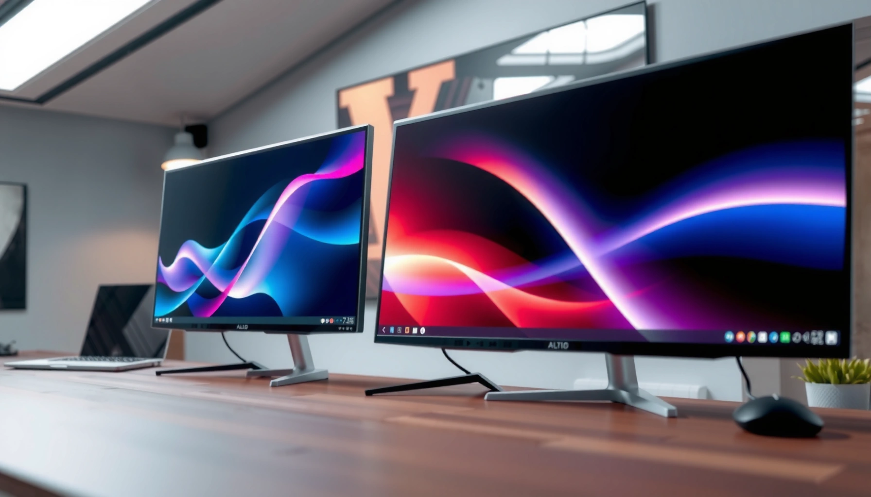 Comparison of Quantum Dot and OLED monitors showcasing display quality and features.