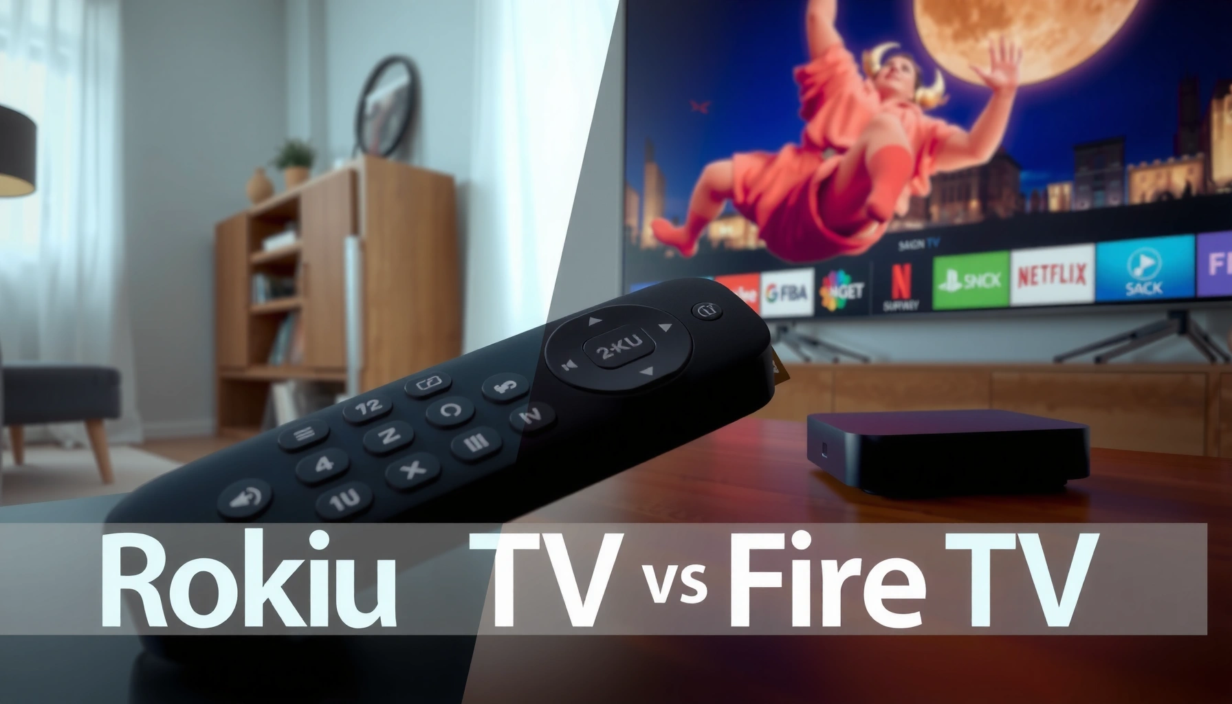 Roku TV and Fire TV side by side, showcasing their streaming capabilities and features.