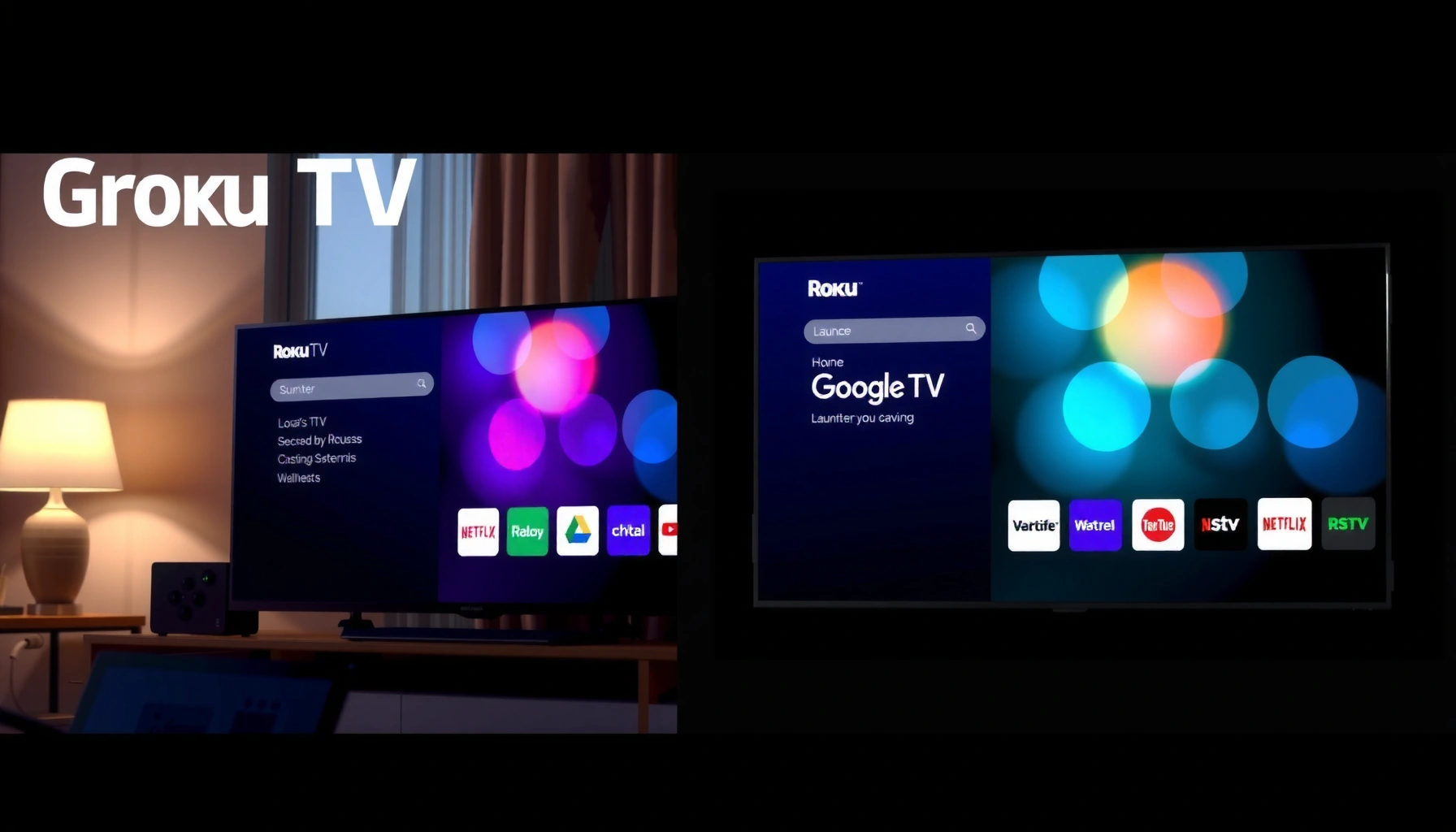 Comparison of Roku TV and Google TV for choosing the best streaming device.