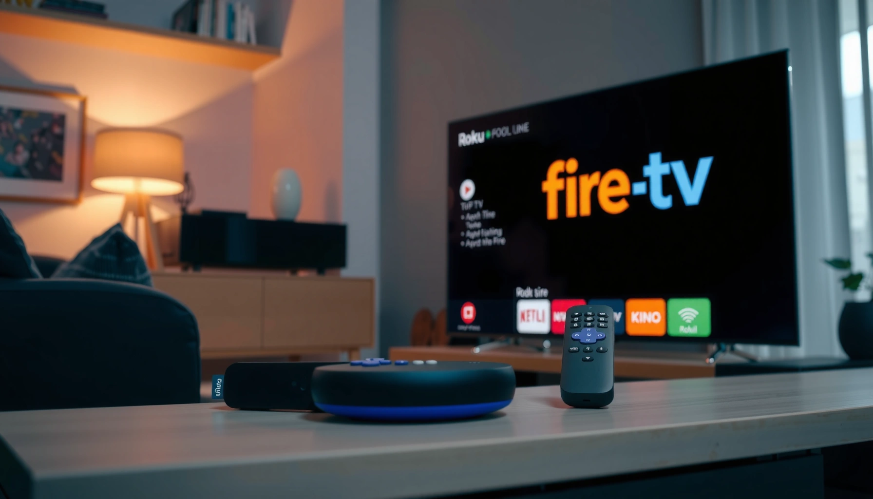 Roku and Fire TV devices showcasing casting options and features for streaming.