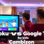 Comparison of Roku and Google TV for kids, highlighting features for family-friendly viewing.