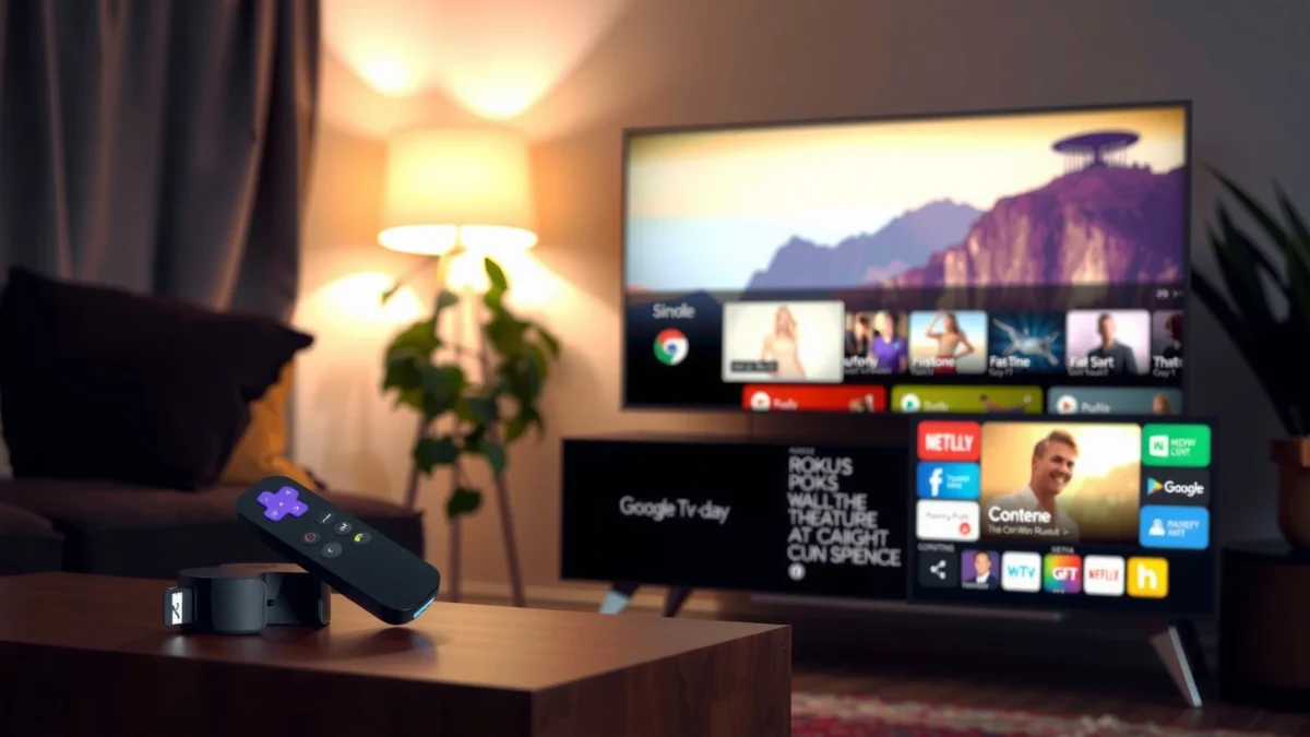 Comparison of Roku and Google TV performance highlighting streaming speed and smoothness.