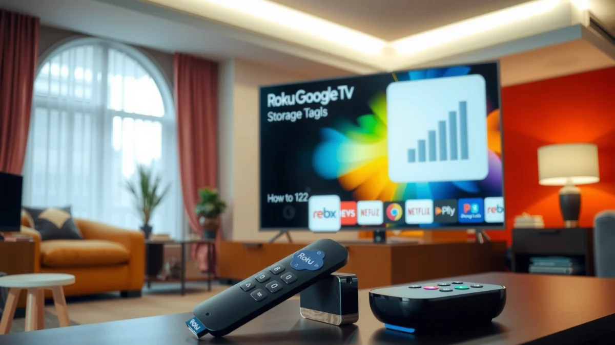 Comparison of storage options between Roku and Google TV for streaming devices.