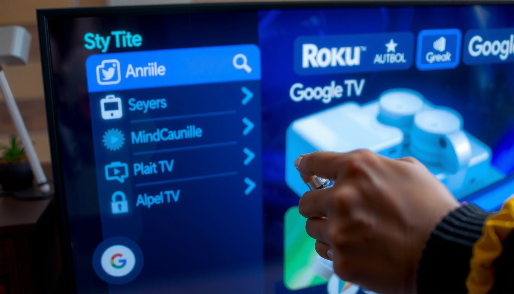 Comparison of Roku and Google TV voice control features for smart TVs.