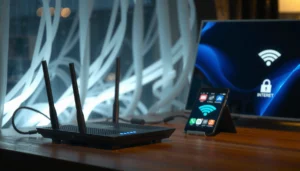 Illustration of a router with internet access but devices unable to connect, highlighting connectivity problems.