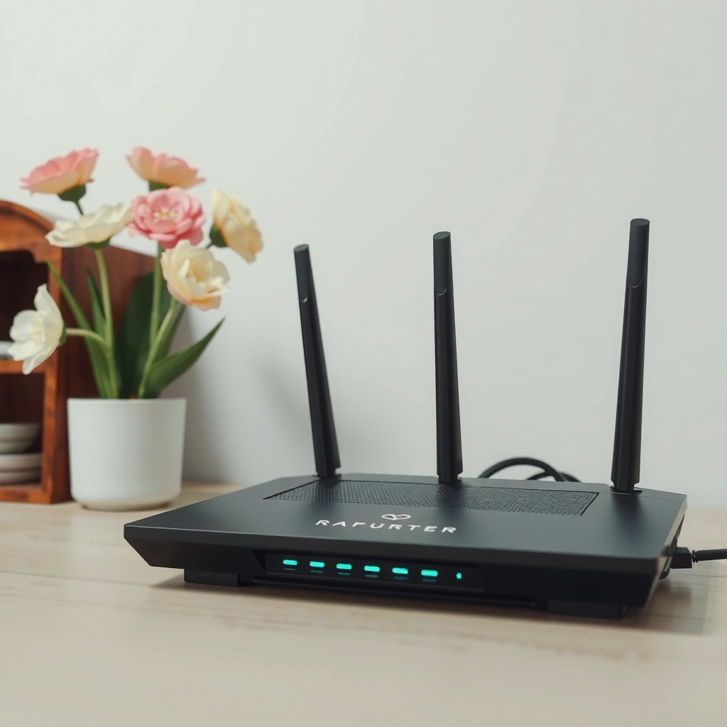 An illustration showing a router with a blinking light, indicating potential issues and troubleshooting tips.